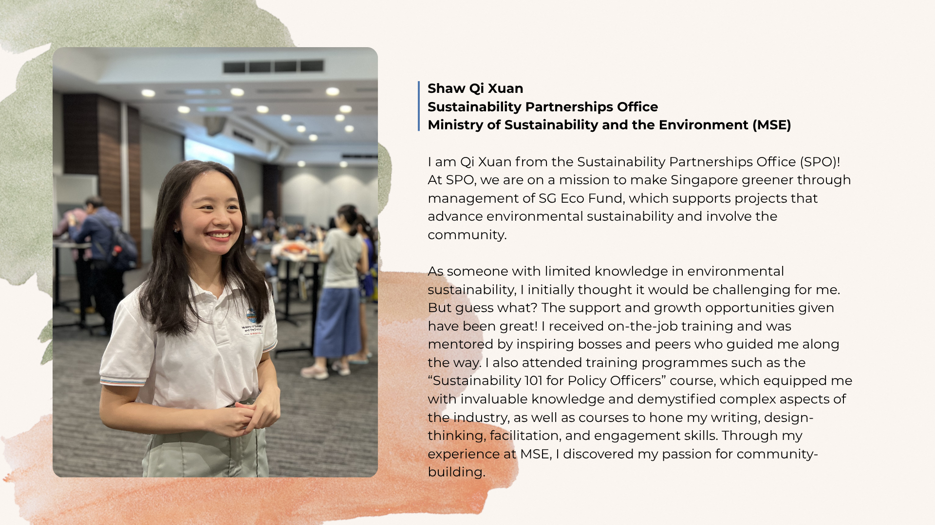 Shaw Qi Xuan from MSE's Sustainability Partnerships Office